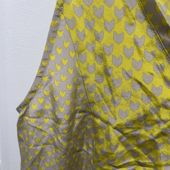 Lucky Brand‎ Silk Top M Yellow Tulip Geometric Print Sleeveless Blouse Indiecore - Picture 2 of 9